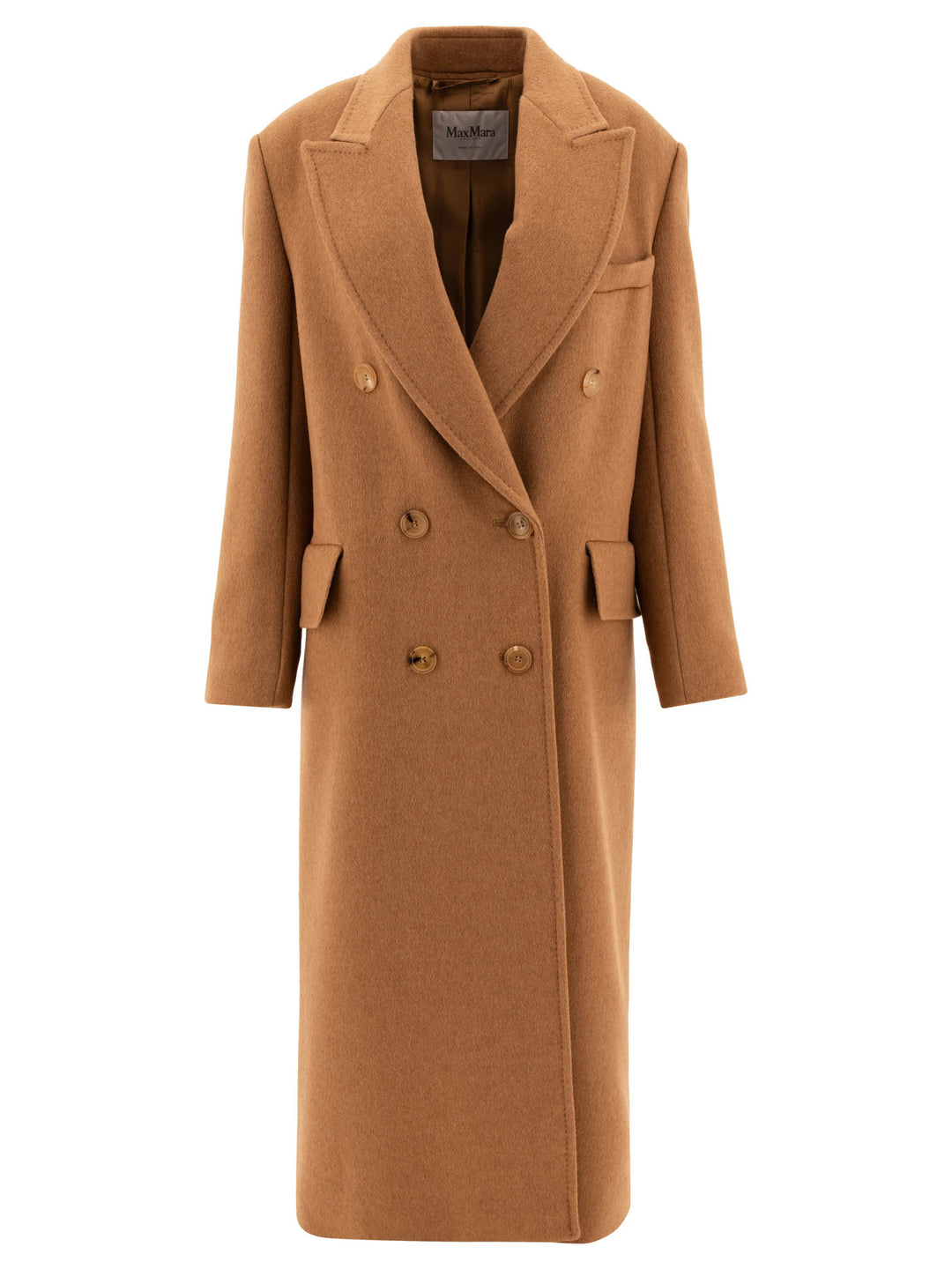 Double-Breasted Camel Coat Coats Beige