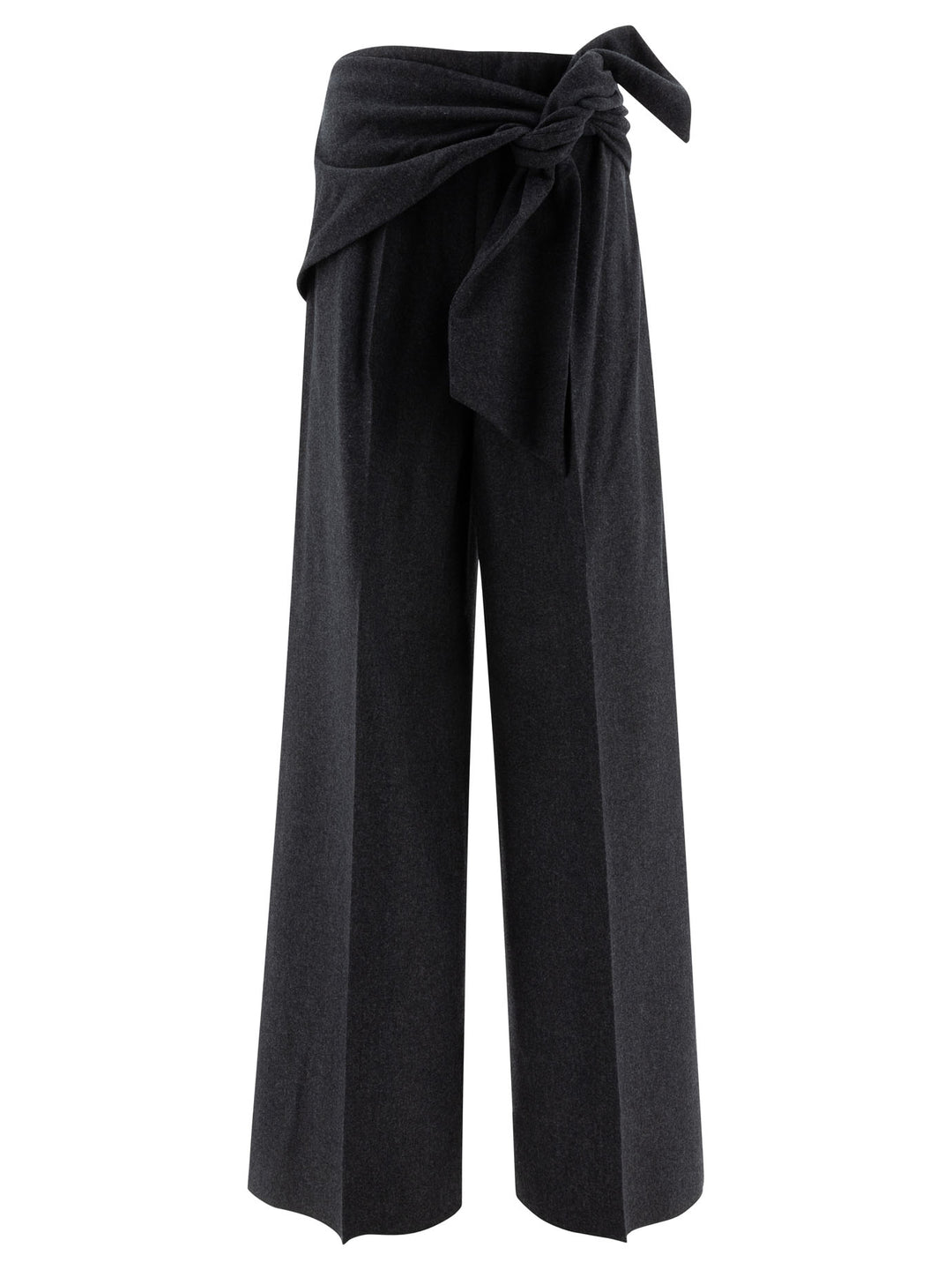 Wide-Leg Wool Felt Trousers Grey