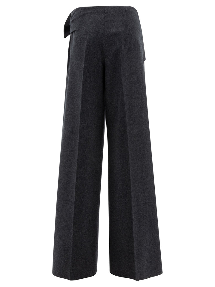 Wide-Leg Wool Felt Trousers Grey