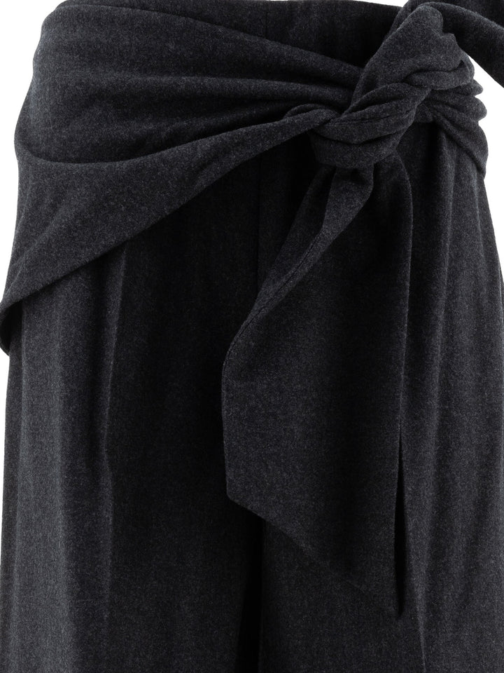 Wide-Leg Wool Felt Trousers Grey