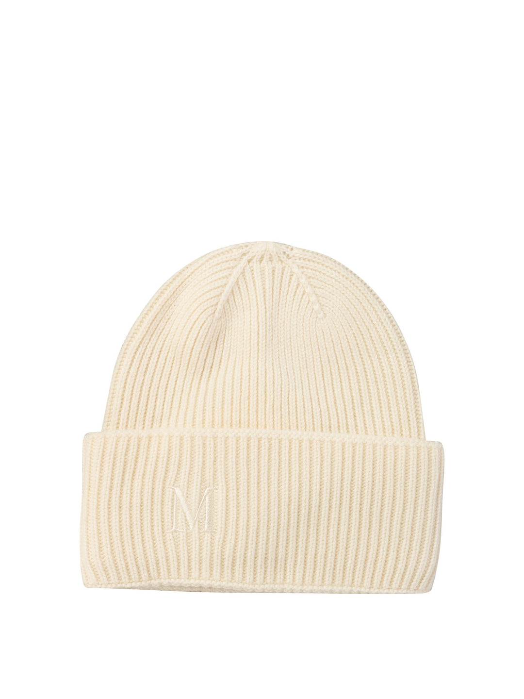 Ribbed Cashmere Beanie Hats White