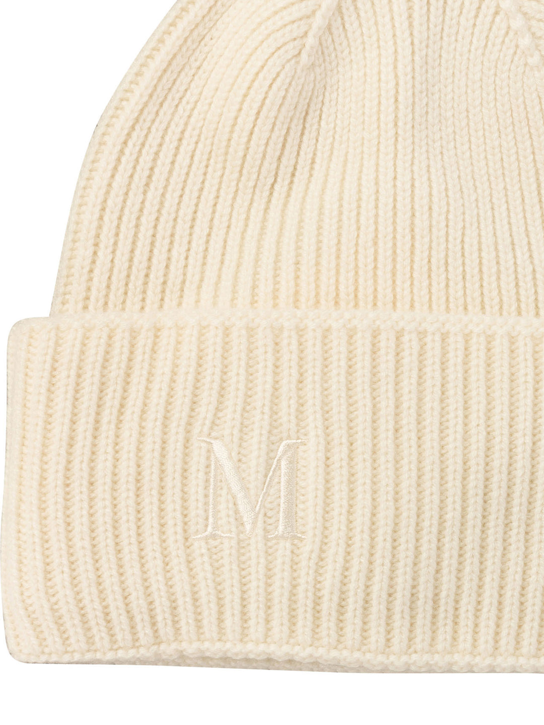 Ribbed Cashmere Beanie Hats White