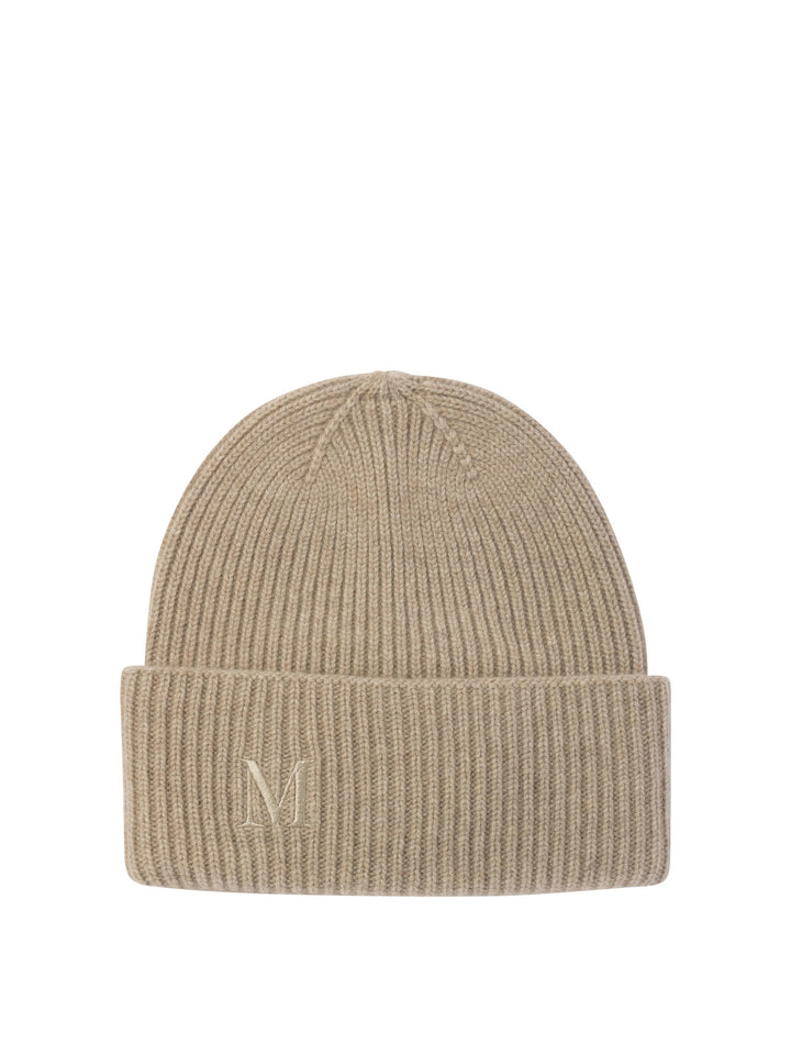 Ribbed Cashmere Beanie Hats Beige