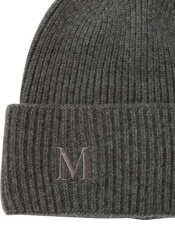 Ribbed Cashmere Beanie Hats Grey