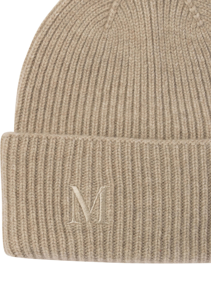 Ribbed Cashmere Beanie Hats Beige