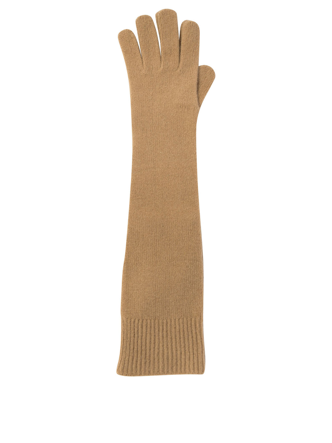 Long Knit Gloves Beige