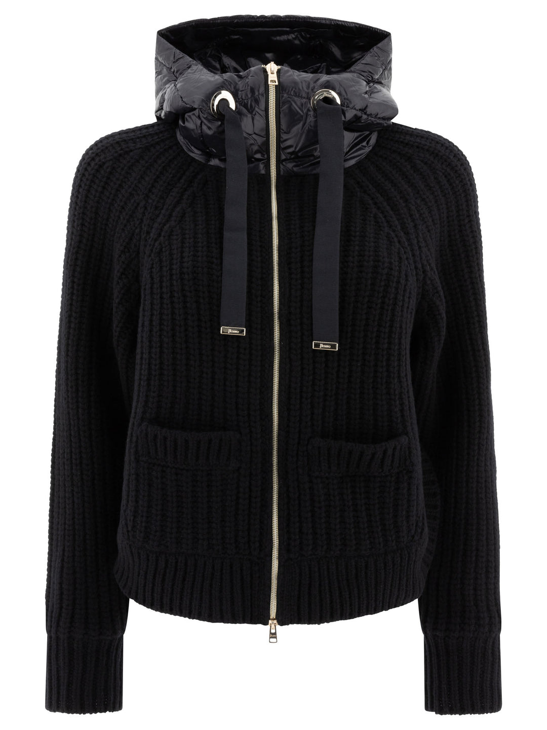 Down Jacket With Wool Inserts Jackets Black