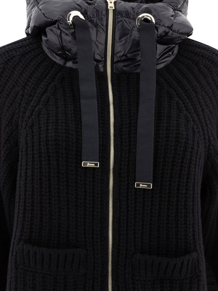 Down Jacket With Wool Inserts Jackets Black