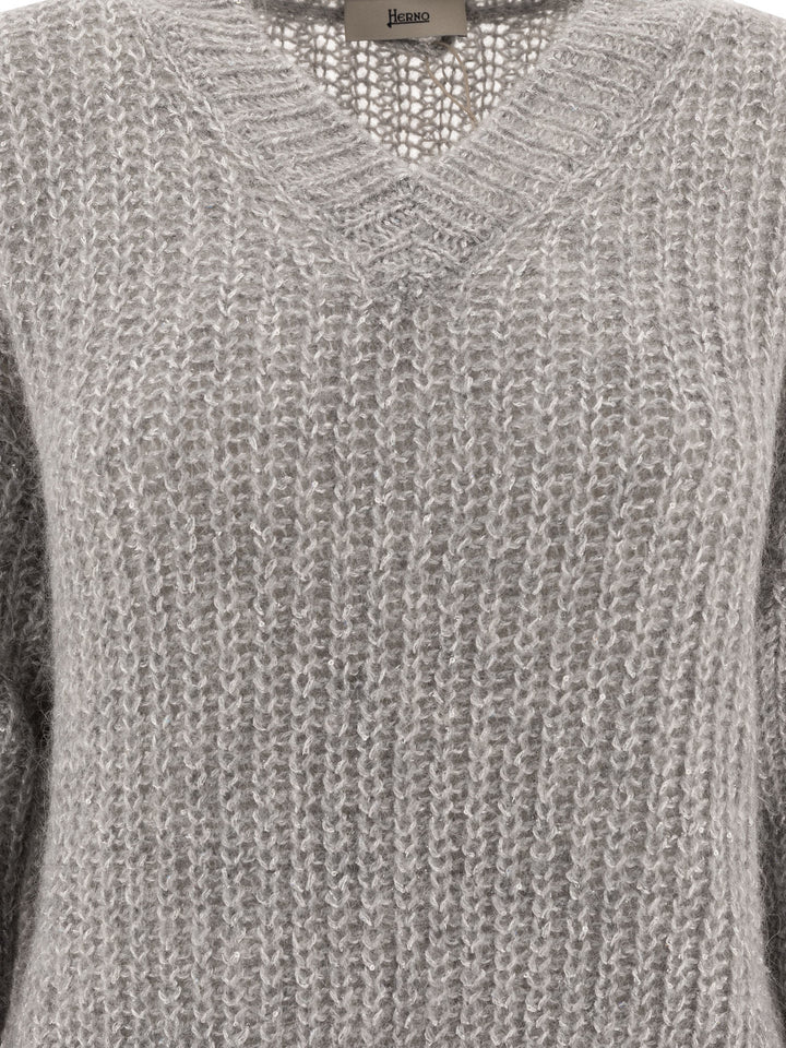 Sweater With Sequins Knitwear Grey