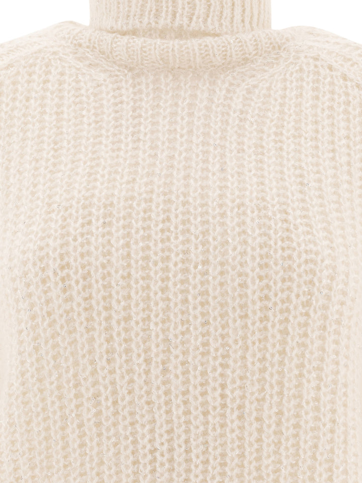 Alpaca And Lurex Turtleneck Sweater Knitwear White