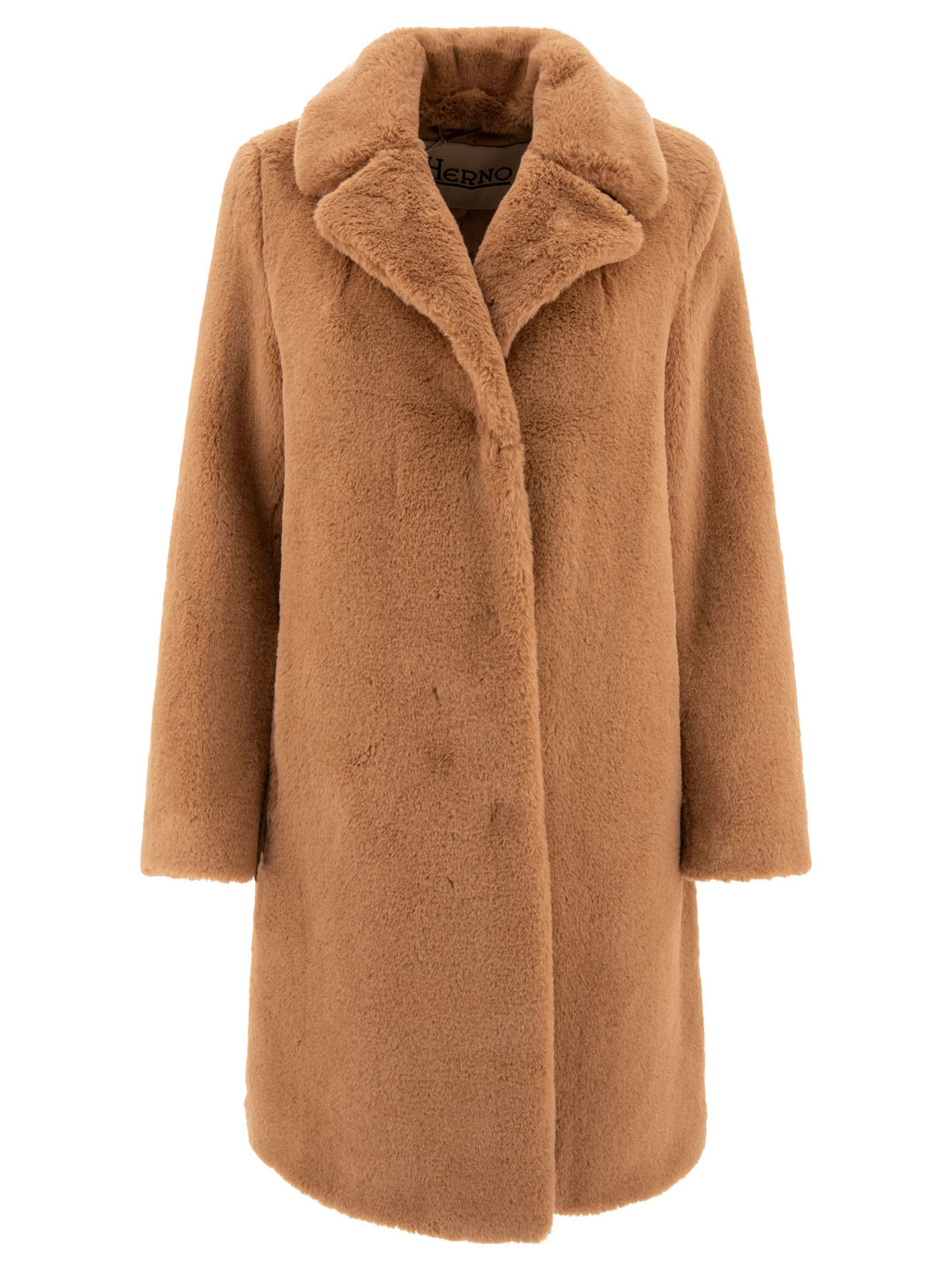 Faux Fur Single-Breasted Coat Coats Beige