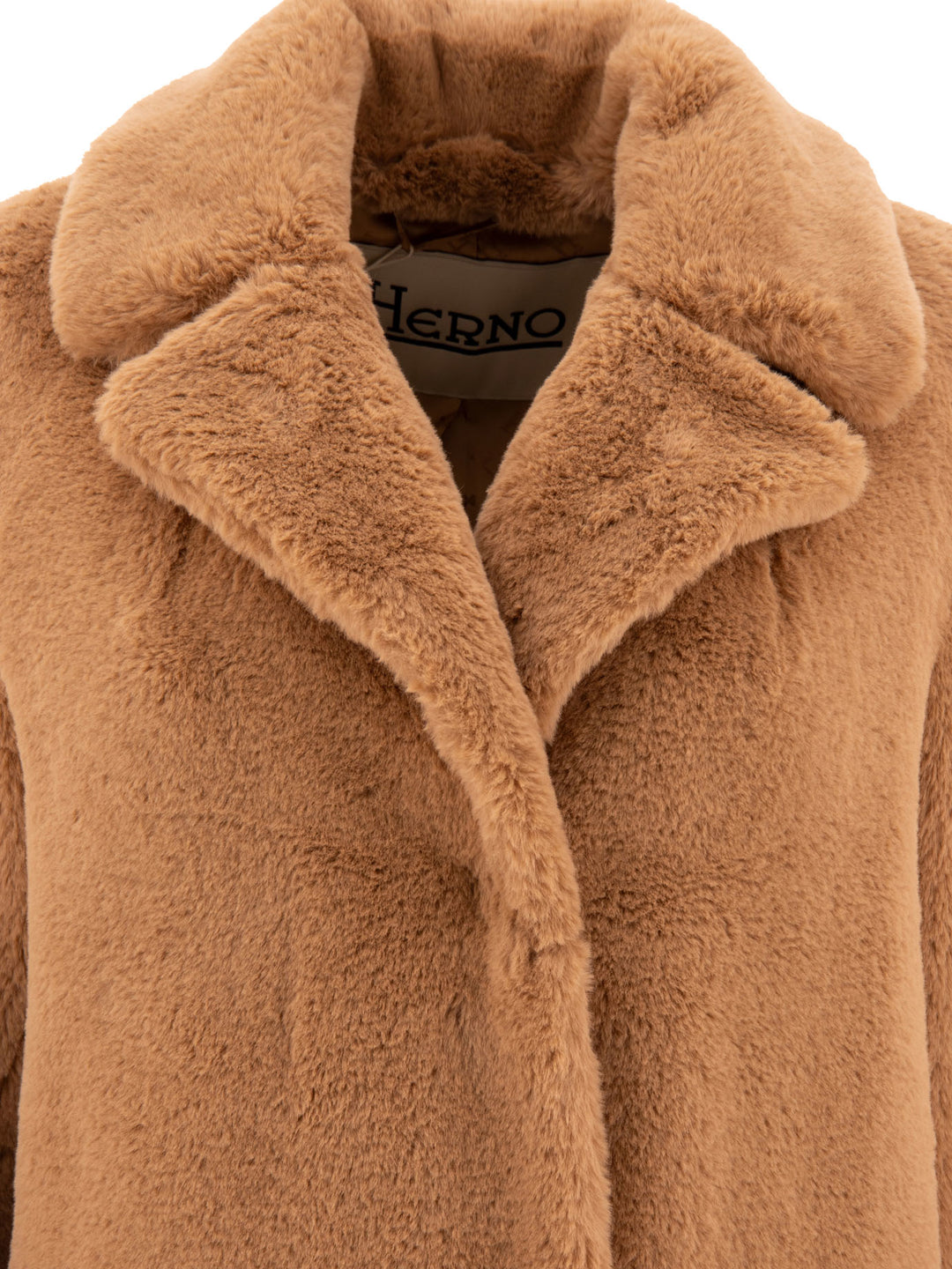 Faux Fur Single-Breasted Coat Coats Beige