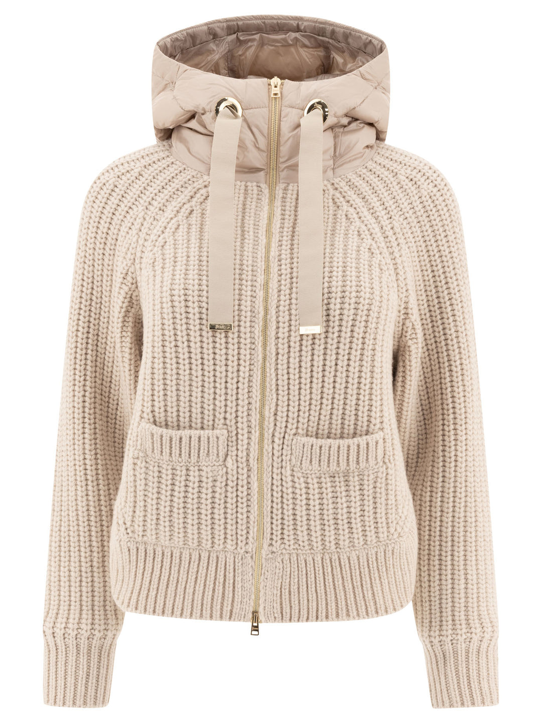 Down Jacket With Wool Inserts Jackets Beige