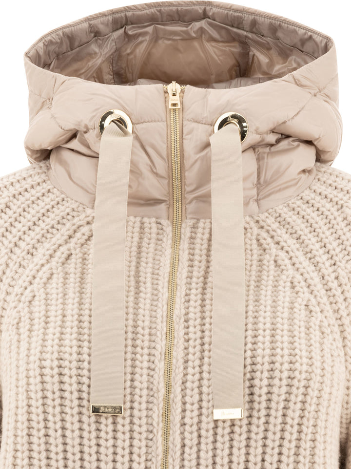 Down Jacket With Wool Inserts Jackets Beige