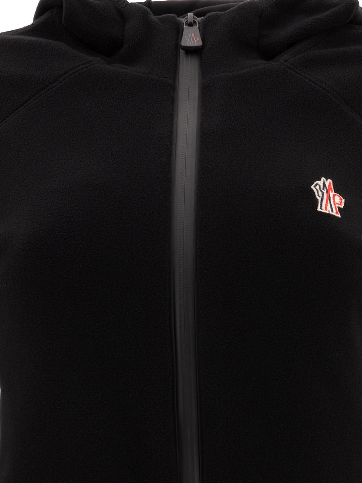 Hooded Fleece Jacket With Zip Jackets Black