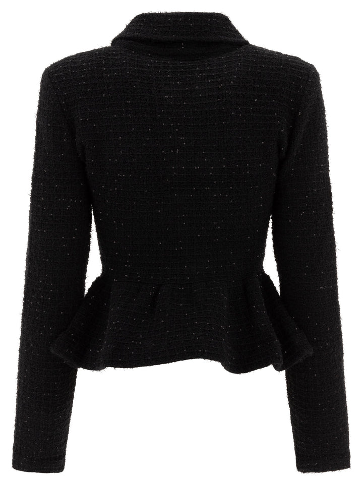 Textured Knit Jackets Black