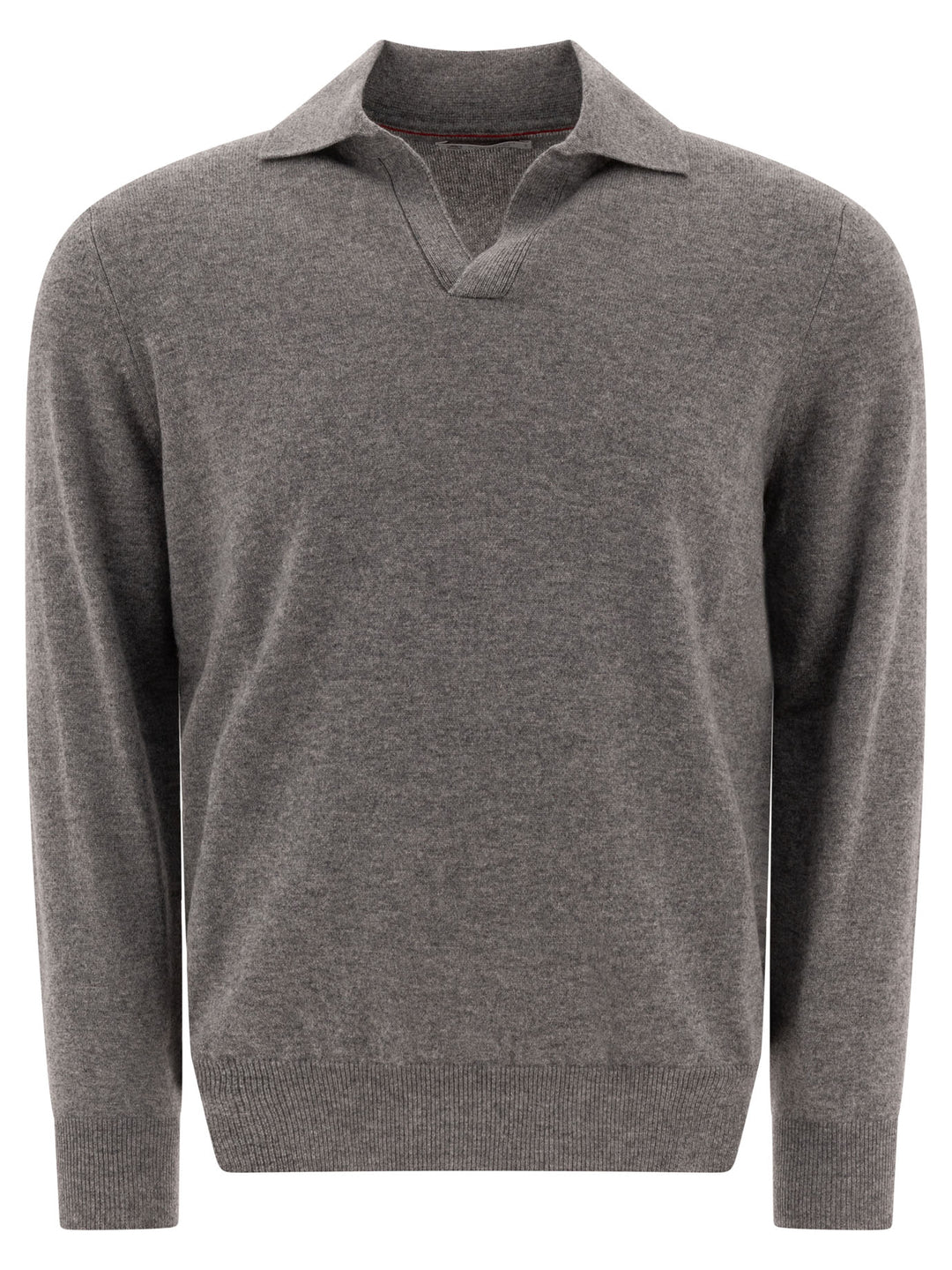 Cashmere Knit Sweater Polo Shirts Grey