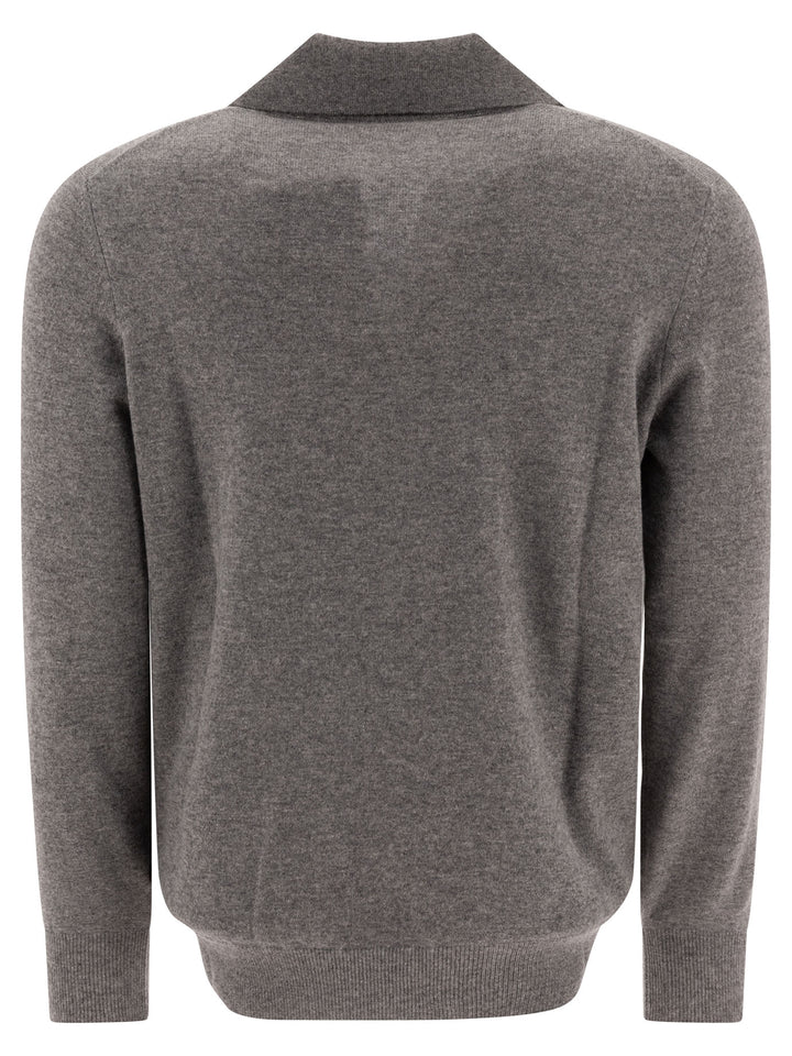 Cashmere Knit Sweater Polo Shirts Grey