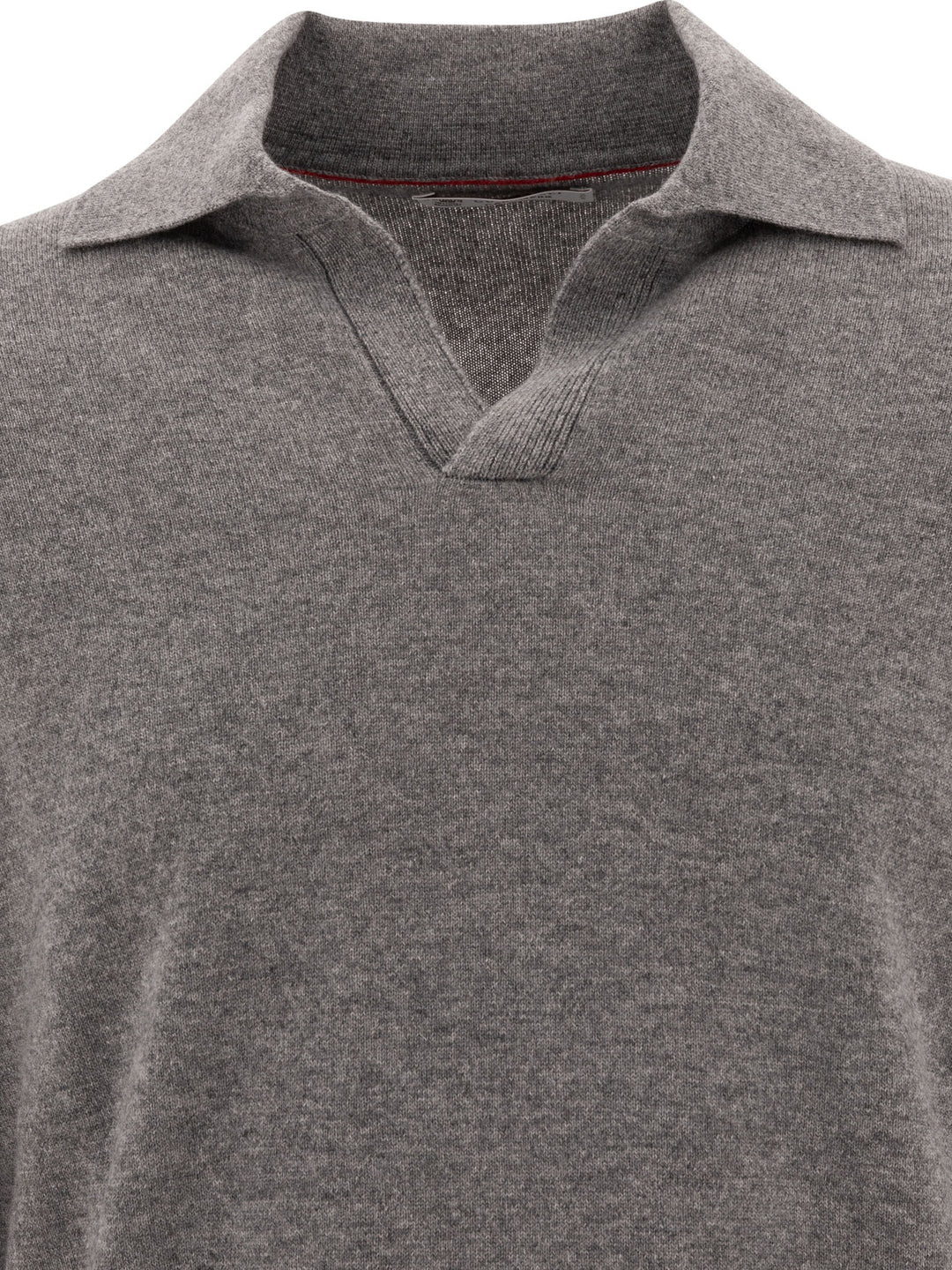 Cashmere Knit Sweater Polo Shirts Grey