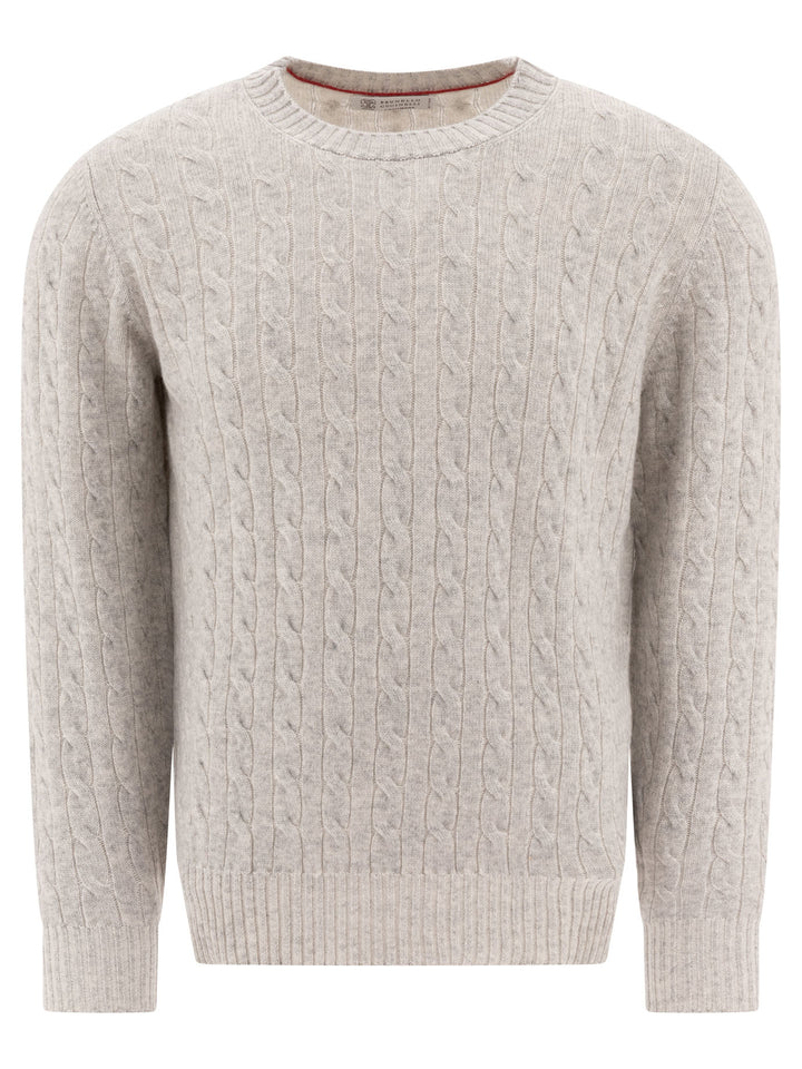 Cashmere Vanisé Cable Knit Sweater Knitwear Grey