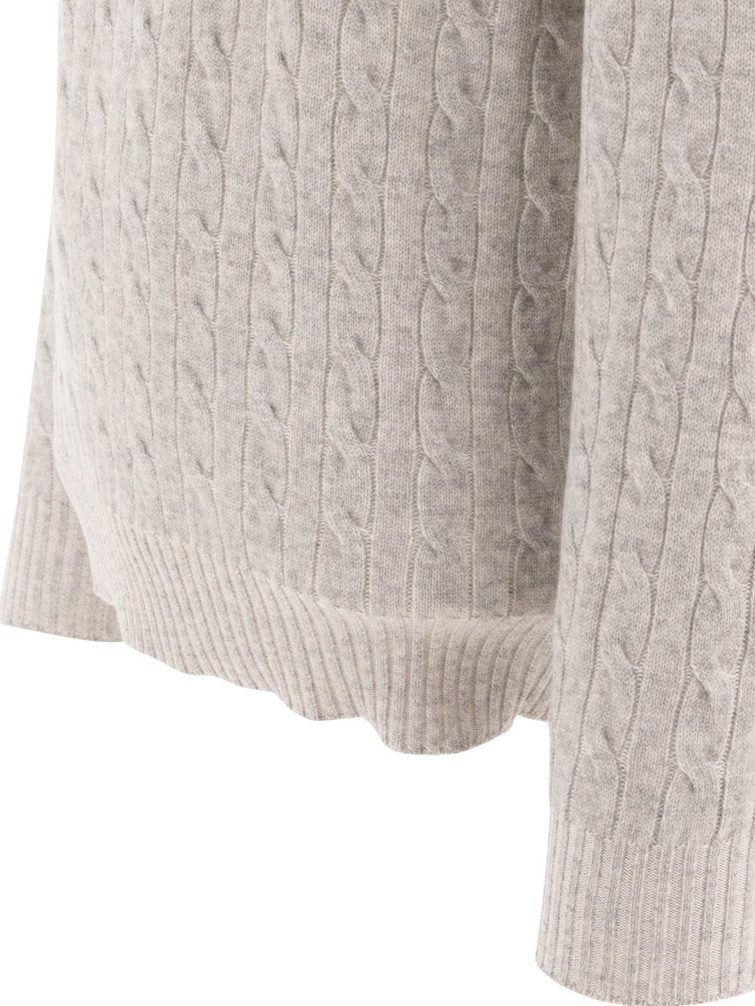 Cashmere Vanisé Cable Knit Sweater Knitwear Grey