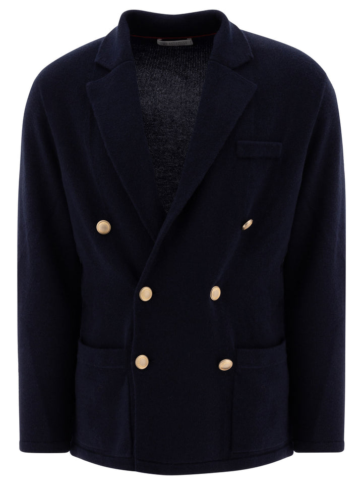 Blazer-Style Cardigan Knitwear Blue