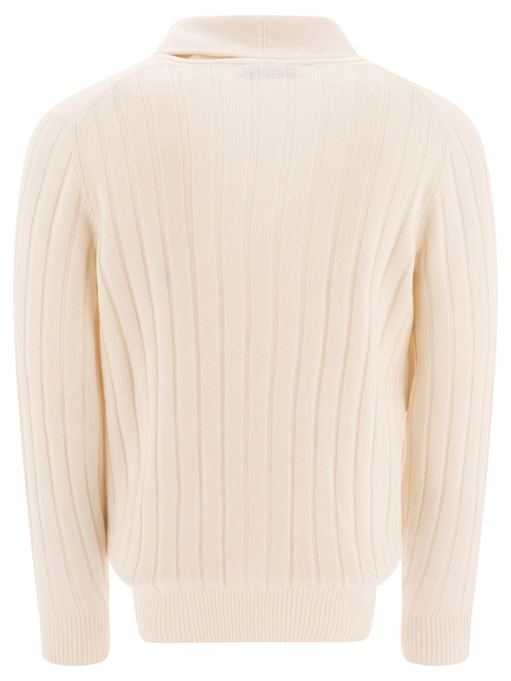 Cashmere Flat Rib Cardigan Knitwear Beige