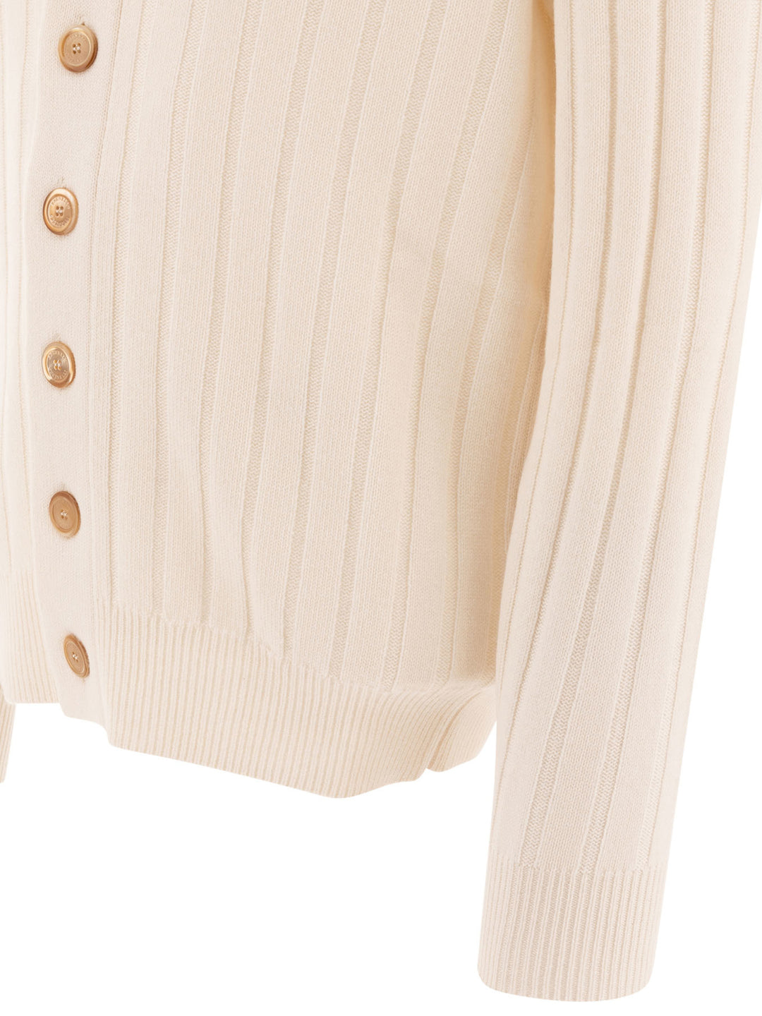 Cashmere Flat Rib Cardigan Knitwear Beige