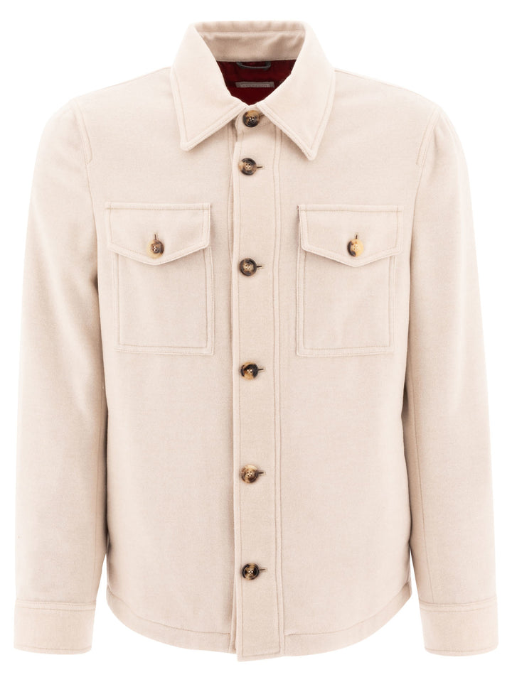 Lightweight Water-Resistant Cashmere Overshirt Jackets Beige