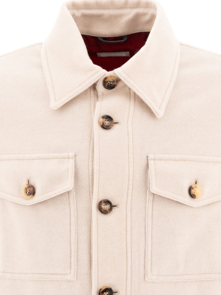 Lightweight Water-Resistant Cashmere Overshirt Jackets Beige