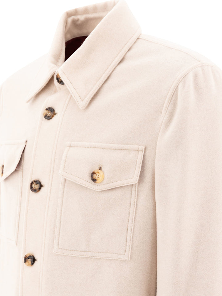 Lightweight Water-Resistant Cashmere Overshirt Jackets Beige