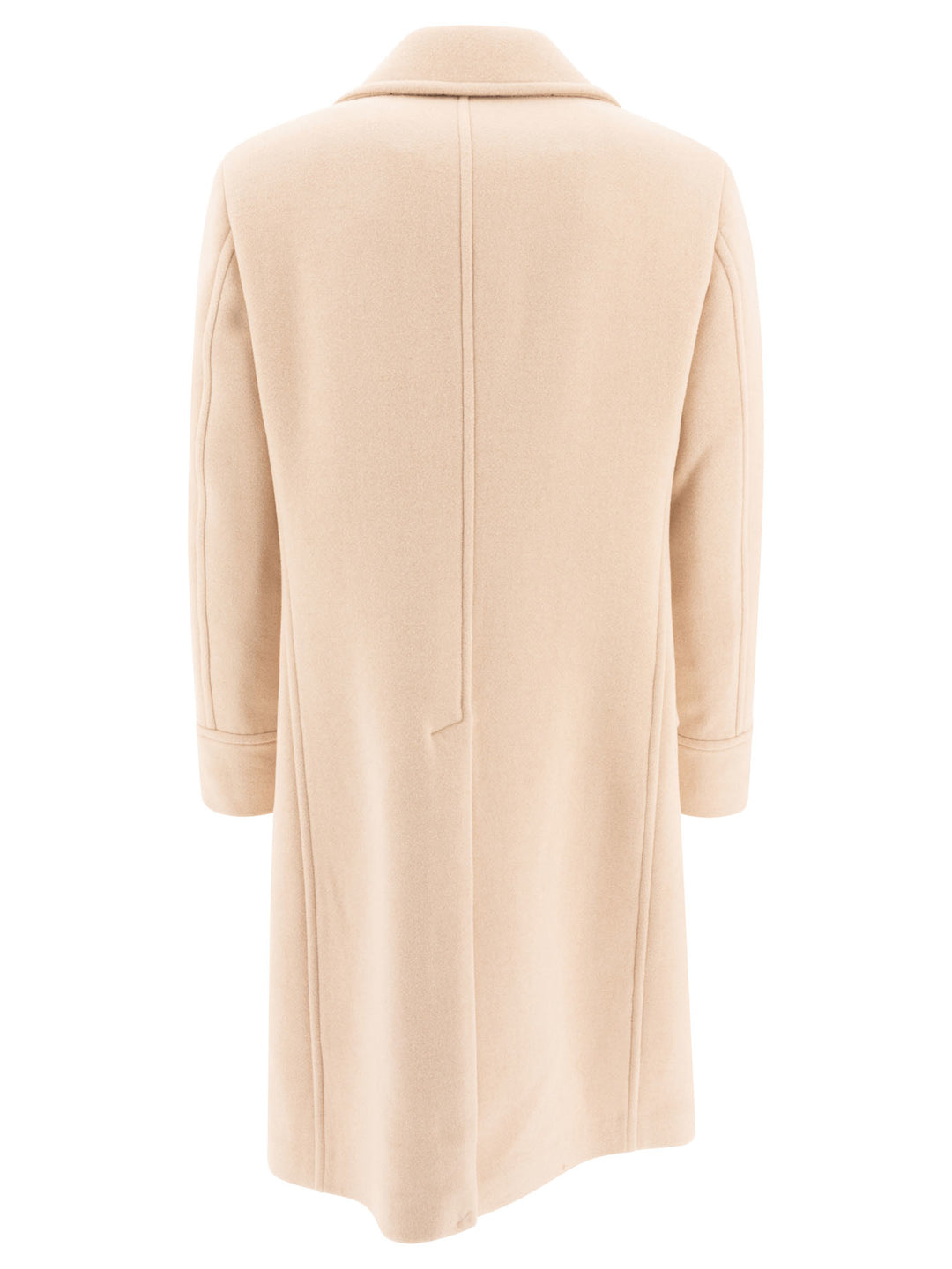 Camel Double-Breasted Wool Coats Beige