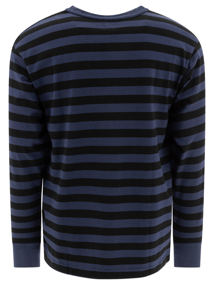 Striped T-Shirt With Logo Patch T-Shirts Blue