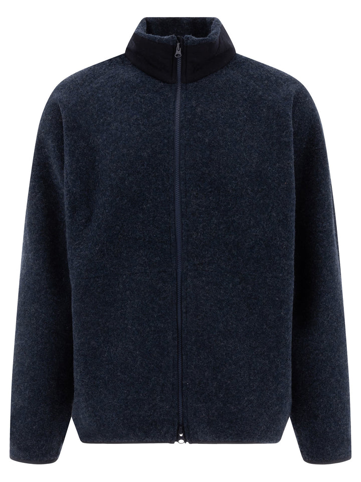 Zipped Wool Sweater Jackets Blue