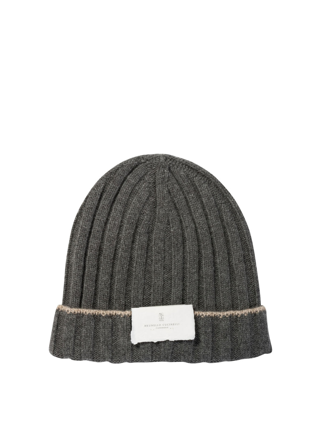 Ribbed Cashmere Knit Beanie Hats Grey