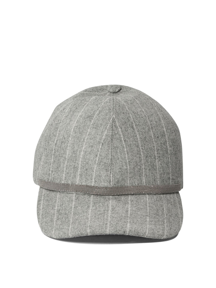 Chalkstripe Flannel Cap With Shiny Band Hats Grey