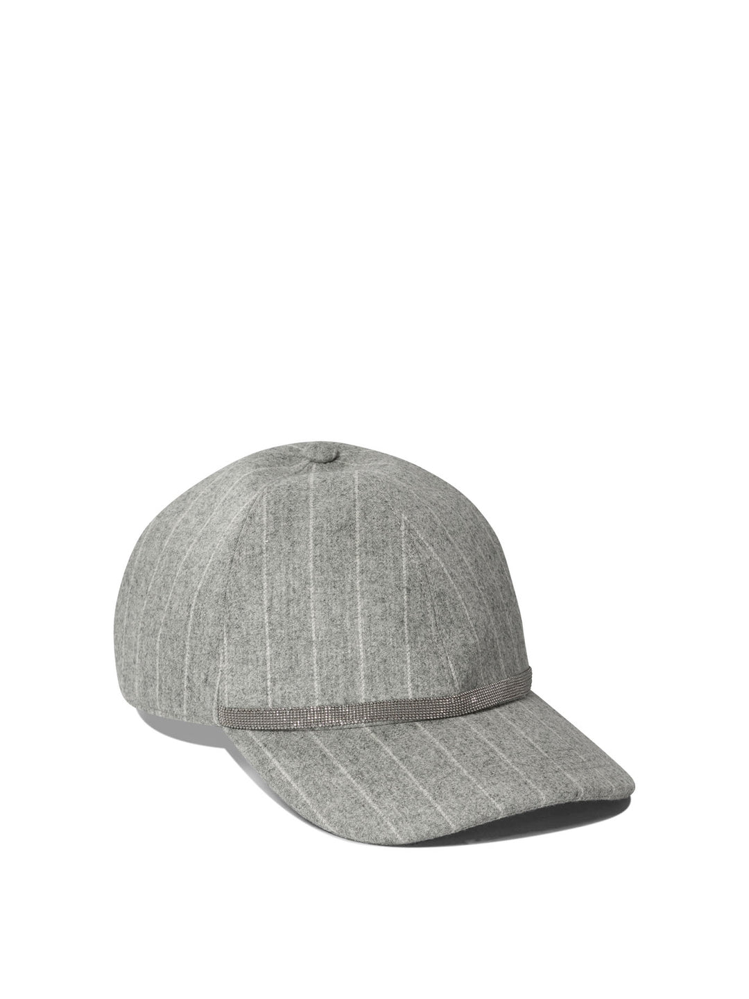 Chalkstripe Flannel Cap With Shiny Band Hats Grey