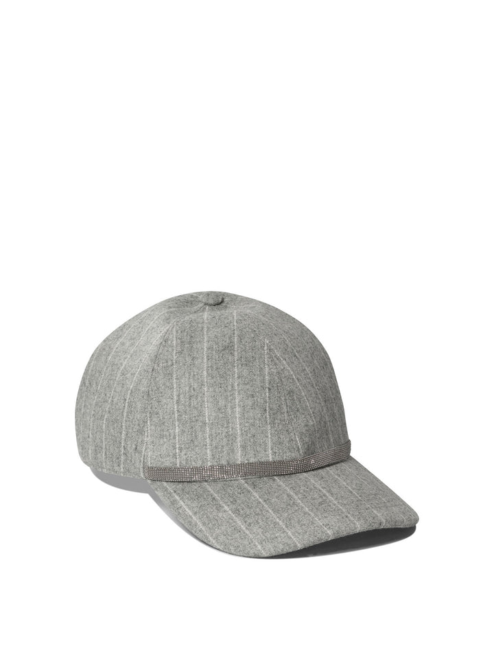 Chalkstripe Flannel Cap With Shiny Band Hats Grey