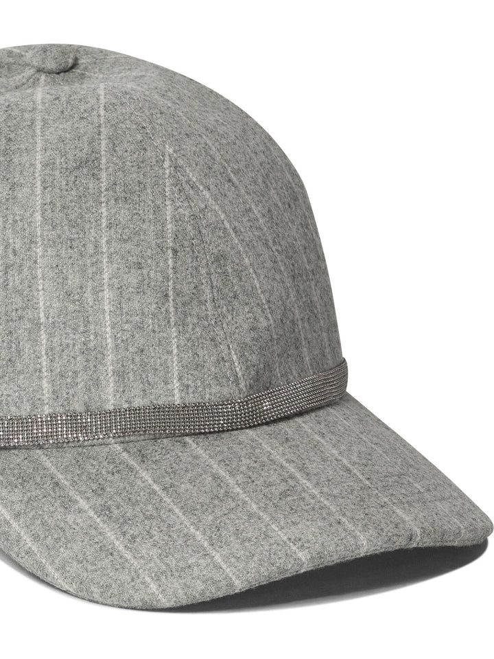 Chalkstripe Flannel Cap With Shiny Band Hats Grey