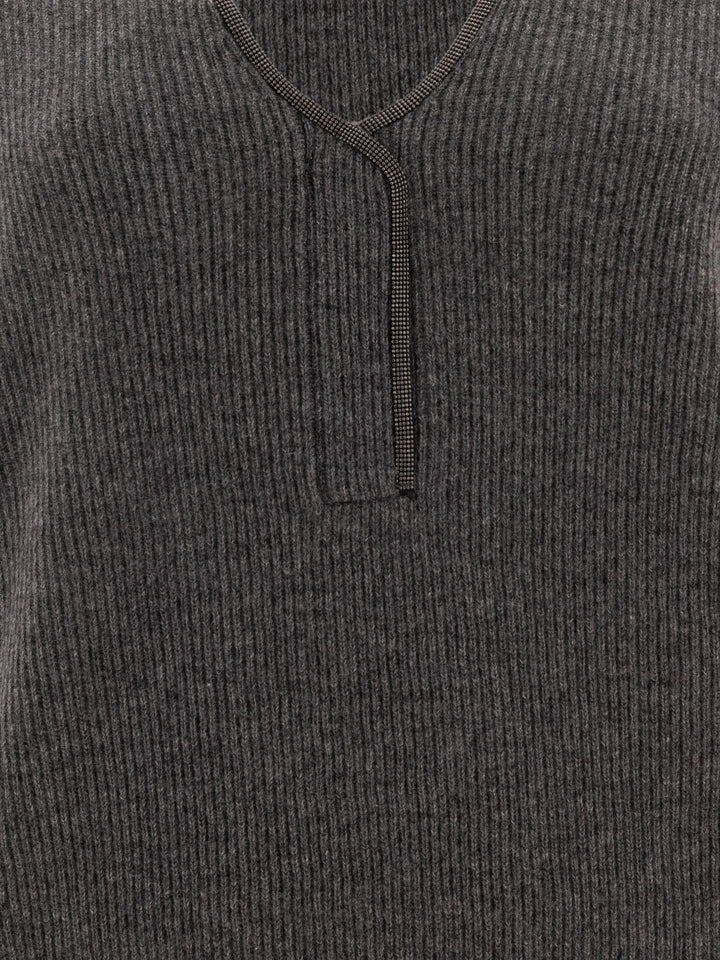 Cashmere Ribbed Sweater Knitwear Grey