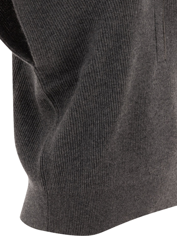 Cashmere Ribbed Sweater Knitwear Grey