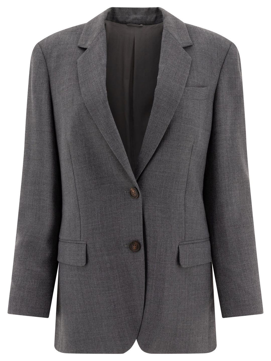 Single-Breasted Wool Blend Blazer Jackets Grey