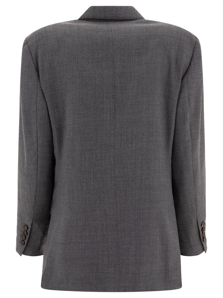 Single-Breasted Wool Blend Blazer Jackets Grey