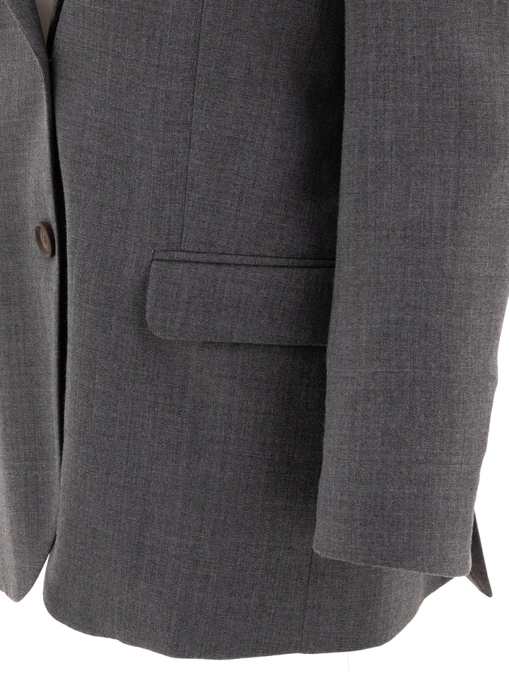 Single-Breasted Wool Blend Blazer Jackets Grey