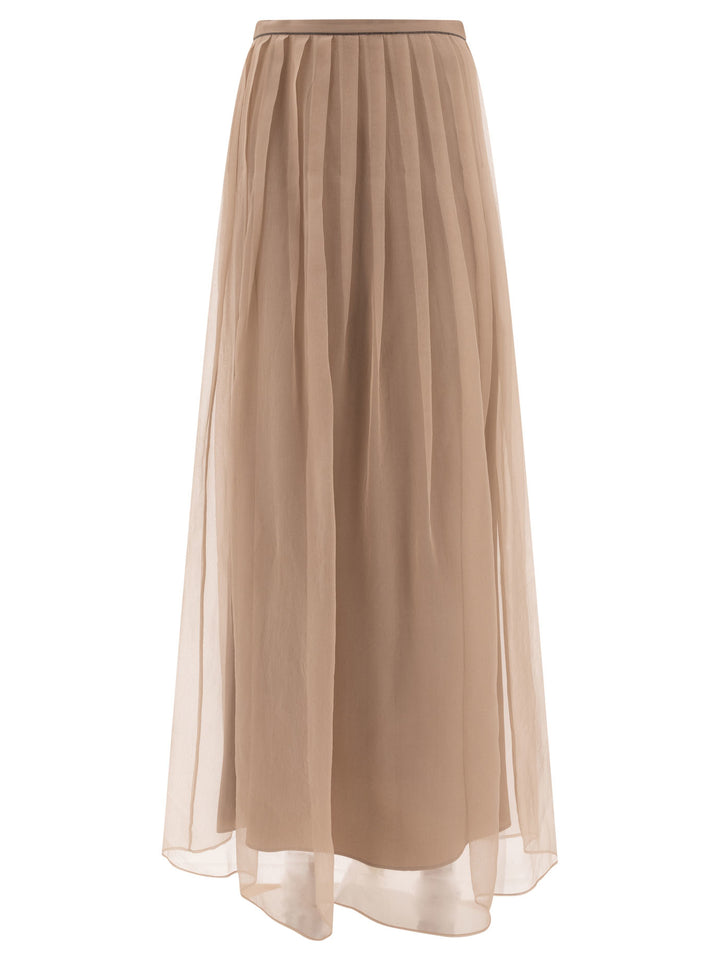 Maxi Pleated Skirts Beige