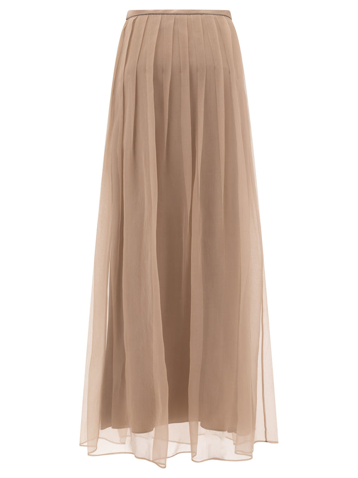 Maxi Pleated Skirts Beige