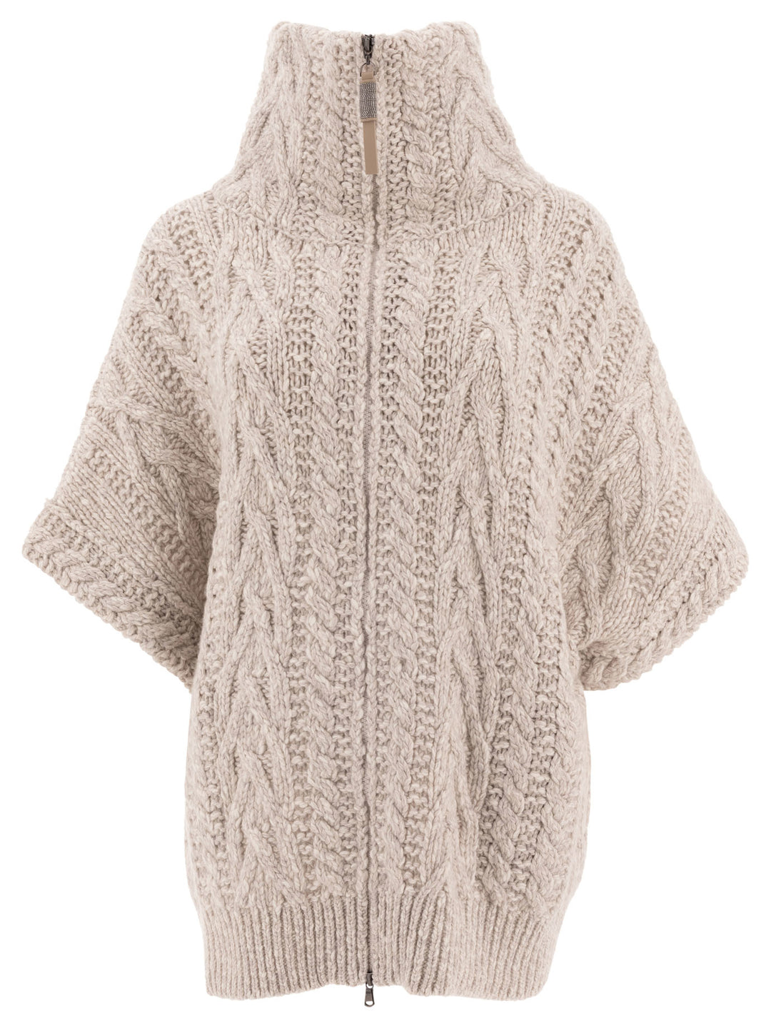 Cardigan With Monili-Details Knitwear Beige