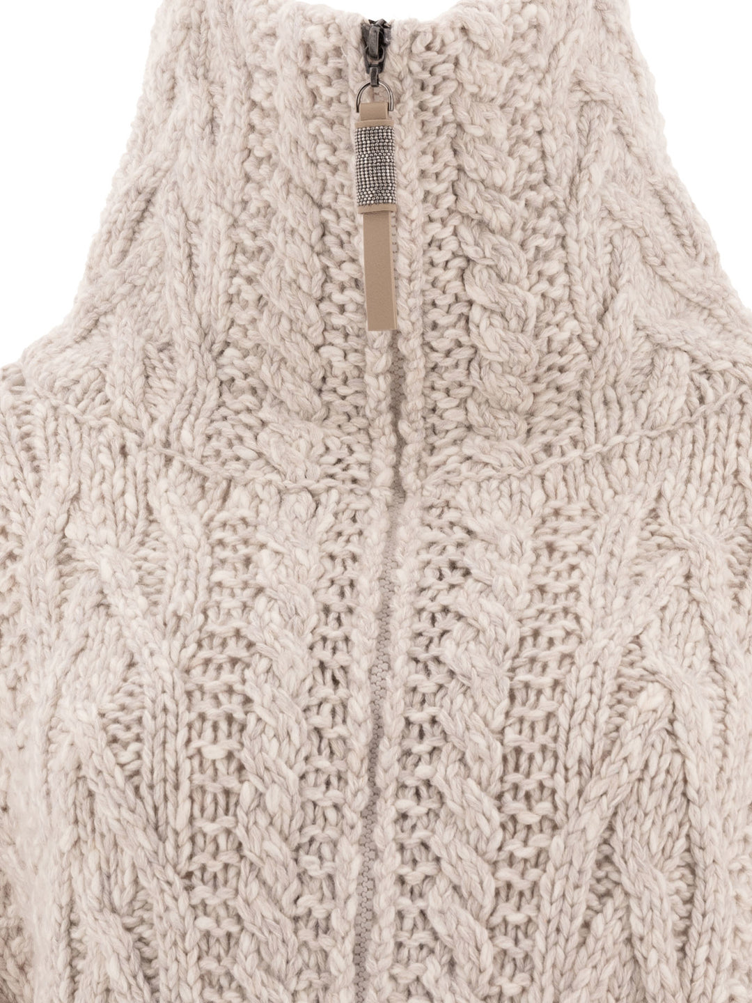 Cardigan With Monili-Details Knitwear Beige