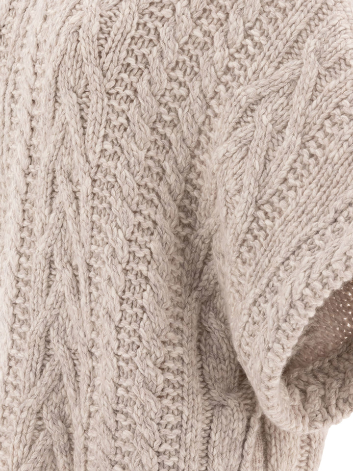 Cardigan With Monili-Details Knitwear Beige