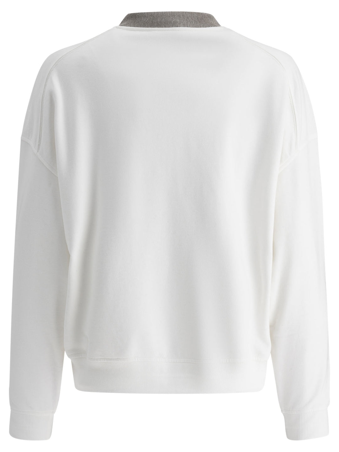 Precious Ribbed Collar Sweatshirt Sweatshirts White